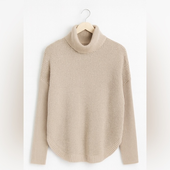MICHAEL Michael Kors Sweaters - Michael Michael Kors Tan Waffle-knit Turtleneck Sweater, Size S
